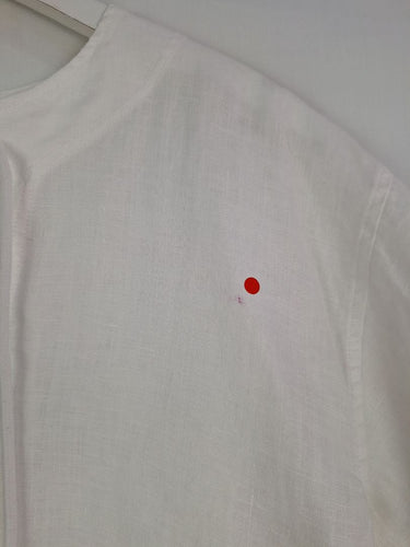 Second-Hand - Commonry Crisp White Linen Tie Neck Tunic Top Size 8 - SwapUp