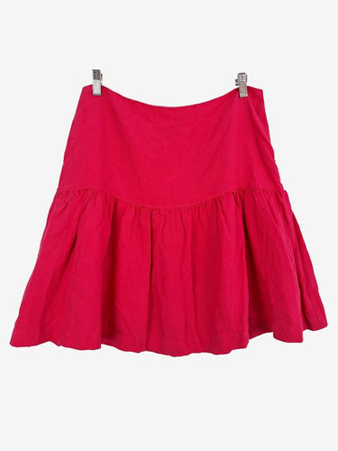 Country Road Hot Pink Linen Wide Yoke Mini Skirt Size 12