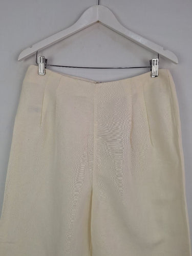 Second-Hand - Seed Cream Pleat Front Elevated Linen Blend Pants Size 12 - SwapUp