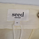 Second-Hand - Seed Cream Pleat Front Elevated Linen Blend Pants Size 12 - SwapUp