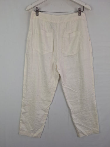Second-Hand - Zoe Kratzmann Staple Crisp White Linen Ankle Pants Size M - SwapUp