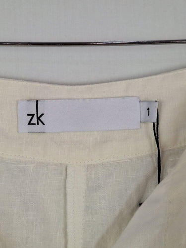 Second-Hand - Zoe Kratzmann Staple Crisp White Linen Ankle Pants Size M - SwapUp