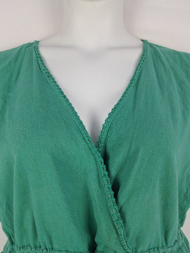 Second-Hand - Chasing Unicorns Pine Green V Neck Jumpsuit Size OSFA - SwapUp