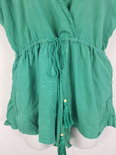 Second-Hand - Chasing Unicorns Pine Green V Neck Jumpsuit Size OSFA - SwapUp