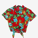 Second-Hand - Dangerfield Vacation Tie Button Up Crop Top Size 10 - SwapUp