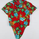 Second-Hand - Dangerfield Vacation Tie Button Up Crop Top Size 10 - SwapUp