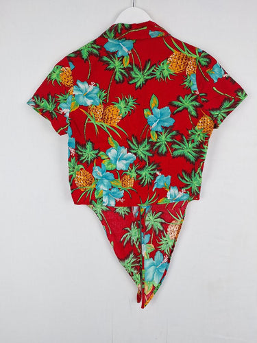 Second-Hand - Dangerfield Vacation Tie Button Up Crop Top Size 10 - SwapUp