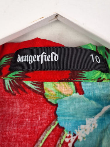 Second-Hand - Dangerfield Vacation Tie Button Up Crop Top Size 10 - SwapUp