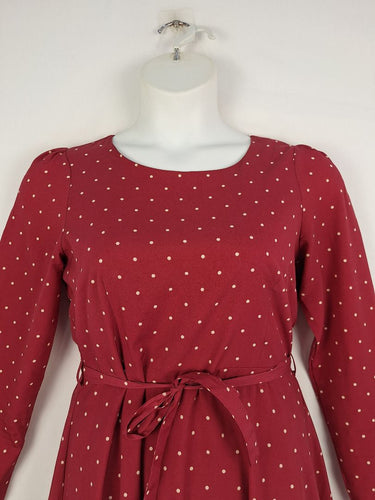 Second-Hand - Princess Highway Mulberry Spot Waist Tie Dress Size 12 - SwapUp