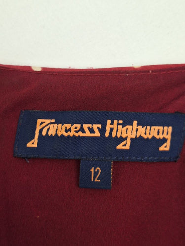 Second-Hand - Princess Highway Mulberry Spot Waist Tie Dress Size 12 - SwapUp
