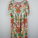Second-Hand - Blue Illusion Front Pleat Pineapple Linen Blend Midi Dress Size XXXL - SwapUp