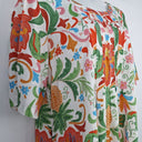 Second-Hand - Blue Illusion Front Pleat Pineapple Linen Blend Midi Dress Size XXXL - SwapUp