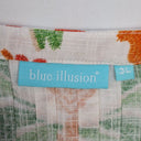 Second-Hand - Blue Illusion Front Pleat Pineapple Linen Blend Midi Dress Size XXXL - SwapUp