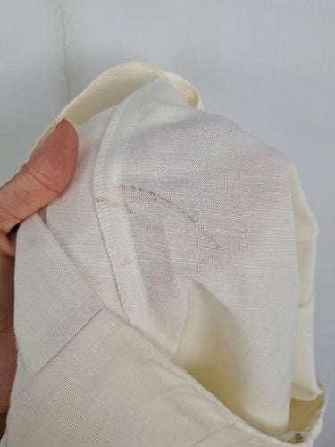 Second-Hand - Seed Cream Pleat Front Elevated Linen Blend Pants Size 12 - SwapUp