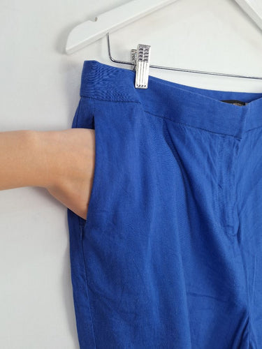 Second-Hand - David Lawrence Cobalt Linen Blend Long Line Shorts Size 14 - SwapUp