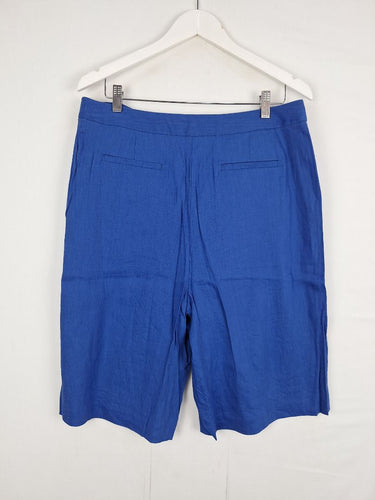Second-Hand - David Lawrence Cobalt Linen Blend Long Line Shorts Size 14 - SwapUp