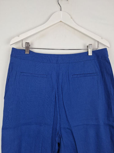 Second-Hand - David Lawrence Cobalt Linen Blend Long Line Shorts Size 14 - SwapUp