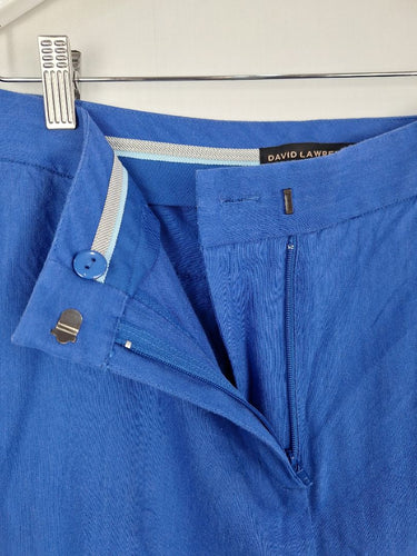 Second-Hand - David Lawrence Cobalt Linen Blend Long Line Shorts Size 14 - SwapUp