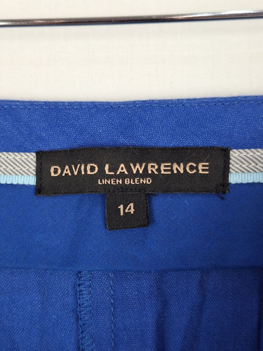 Second-Hand - David Lawrence Cobalt Linen Blend Long Line Shorts Size 14 - SwapUp