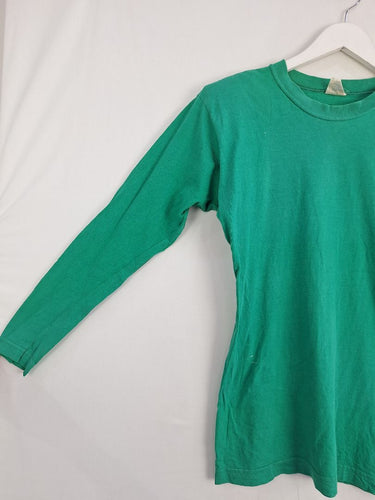 Second-Hand - Emily May Forest Green Long Sleeve Shoulder Pad Top Size 12 - SwapUp