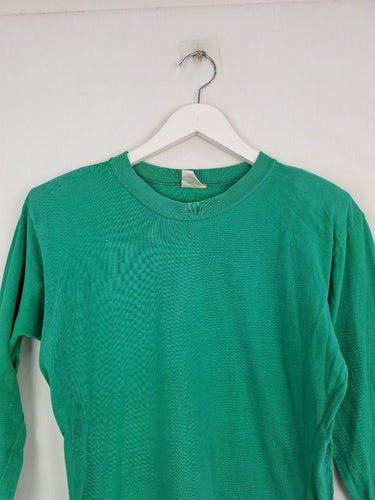 Second-Hand - Emily May Forest Green Long Sleeve Shoulder Pad Top Size 12 - SwapUp