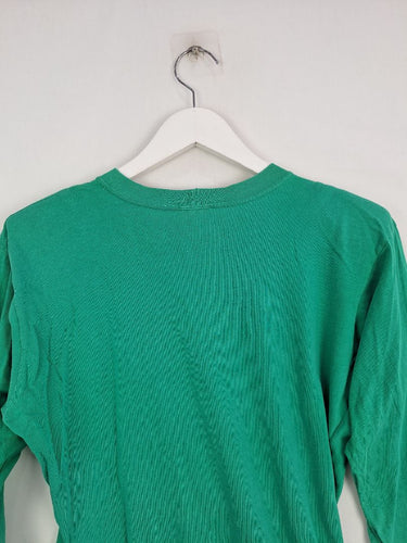 Second-Hand - Emily May Forest Green Long Sleeve Shoulder Pad Top Size 12 - SwapUp