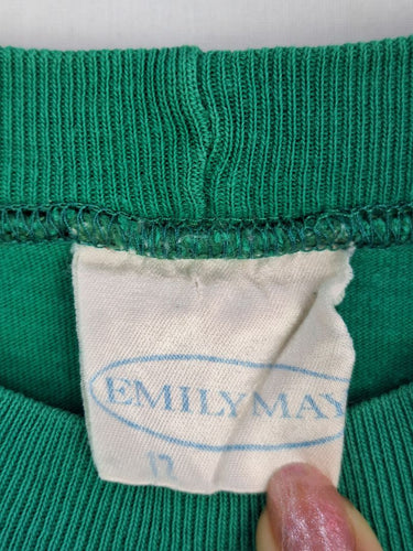 Second-Hand - Emily May Forest Green Long Sleeve Shoulder Pad Top Size 12 - SwapUp