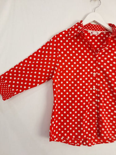 Second-Hand - Gloster Fun Red Polka Half Sleeve Shirt Size 10 - SwapUp