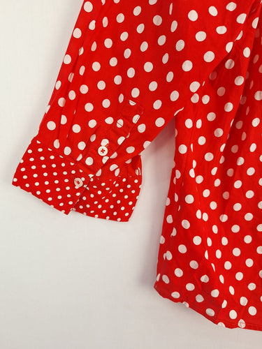 Second-Hand - Gloster Fun Red Polka Half Sleeve Shirt Size 10 - SwapUp