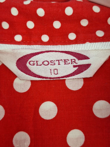 Second-Hand - Gloster Fun Red Polka Half Sleeve Shirt Size 10 - SwapUp