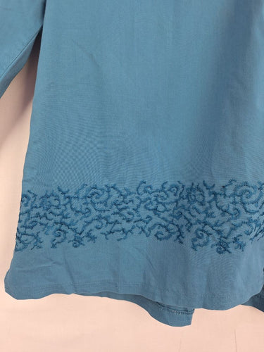 Second-Hand - Harry Potter Muted Blue Embroidered Trim Shirt Size L - SwapUp