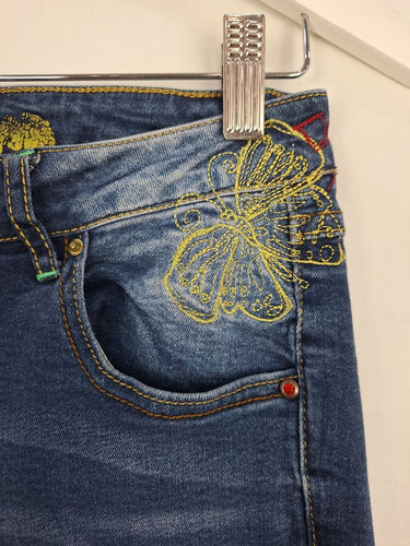 Second-Hand - Desigual Embroidered Cinched Ankle Jeans Size S - SwapUp