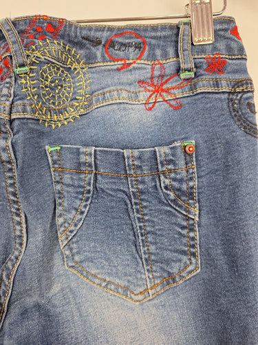 Second-Hand - Desigual Embroidered Cinched Ankle Jeans Size S - SwapUp