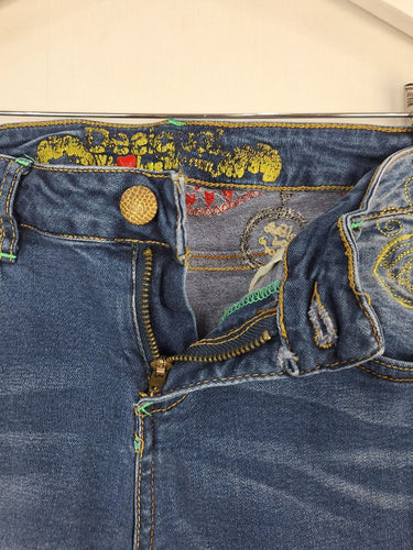 Second-Hand - Desigual Embroidered Cinched Ankle Jeans Size S - SwapUp