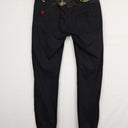 Second-Hand - Desigual Black Embroidered Cinched Ankle Jeans Size S - SwapUp