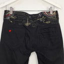 Second-Hand - Desigual Black Embroidered Cinched Ankle Jeans Size S - SwapUp