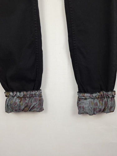 Second-Hand - Desigual Black Embroidered Cinched Ankle Jeans Size S - SwapUp