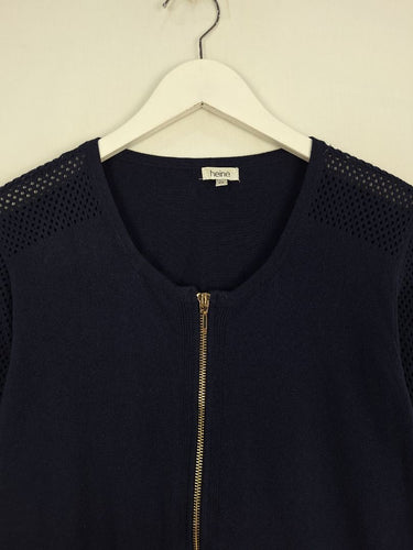 Second-Hand - Heine Navy Gold Zip Jacket Size 10 - SwapUp