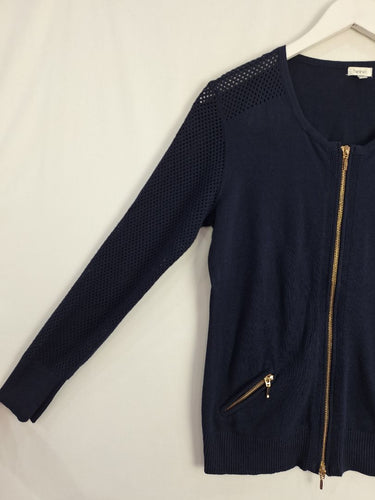 Second-Hand - Heine Navy Gold Zip Jacket Size 10 - SwapUp