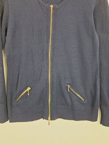 Second-Hand - Heine Navy Gold Zip Jacket Size 10 - SwapUp