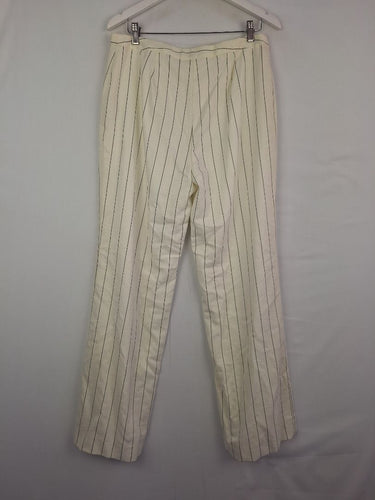 Second-Hand - David Lawrence Off White Pinstriped Pants Size 12 - SwapUp