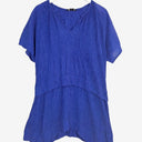 Second-Hand - Marco Polo Deep Blue Textured Flowy Tunic Top Size 14 - SwapUp