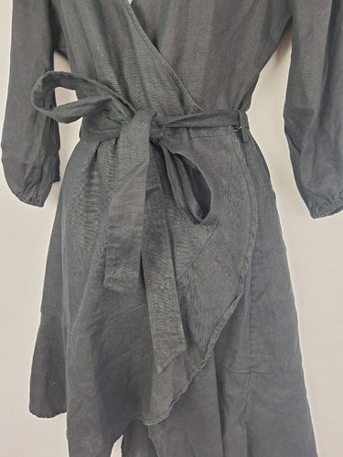 Second-Hand - Witchery Linen Long Sleeve Mini Wrap Dress Size 8 - SwapUp