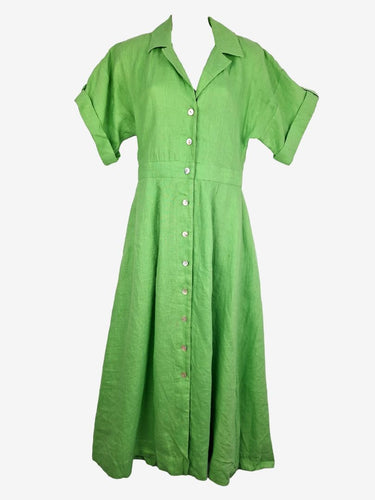 slim fit dress slacks Second-Hand Witchery Lime Linen Elevated Shirt Dress Size 8 – SwapUp