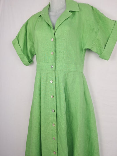 Second-Hand - Witchery Lime Linen Elevated Shirt Dress Size 8 - SwapUp