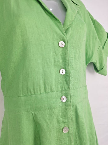 Second-Hand - Witchery Lime Linen Elevated Shirt Dress Size 8 - SwapUp