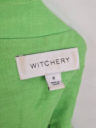 Second-Hand - Witchery Lime Linen Elevated Shirt Dress Size 8 - SwapUp