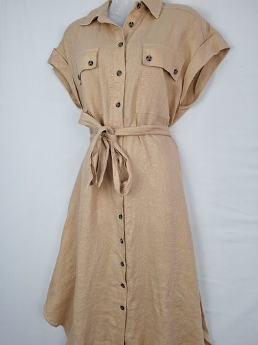 Second-Hand - Witchery Sandy Linen Structured Safari Dress Size 8 - SwapUp