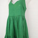 Second-Hand - Witchery Moss Green Summer Tiered Linen Dress Size 8 - SwapUp