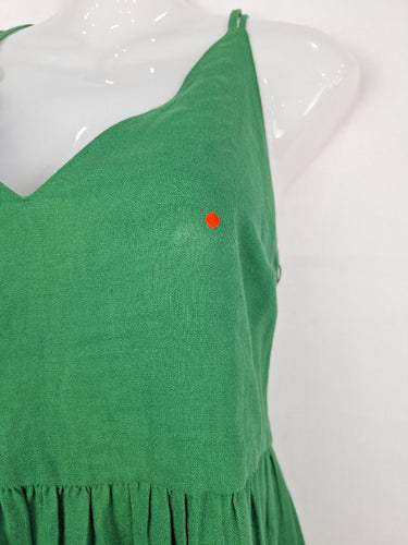 Second-Hand - Witchery Moss Green Summer Tiered Linen Dress Size 8 - SwapUp